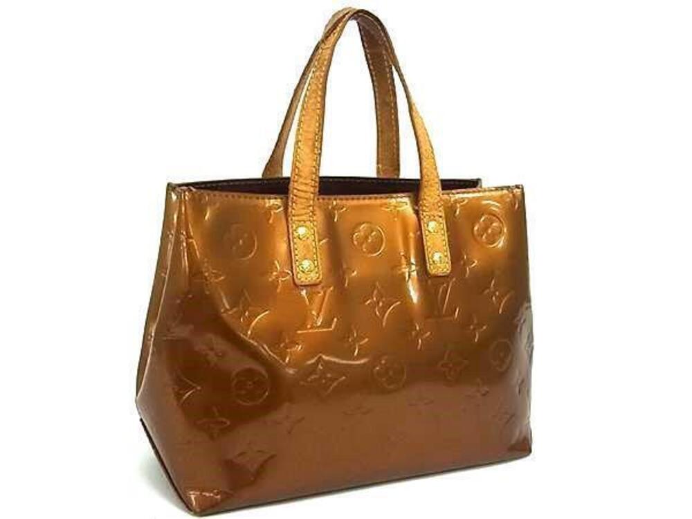 Louis Vuitton Monogram Vernis Lead Handbag Tote Bronze Brown
